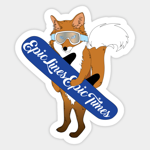 Epic Lines Epic Times Fox Snowboarder Sticker by ACGraphics